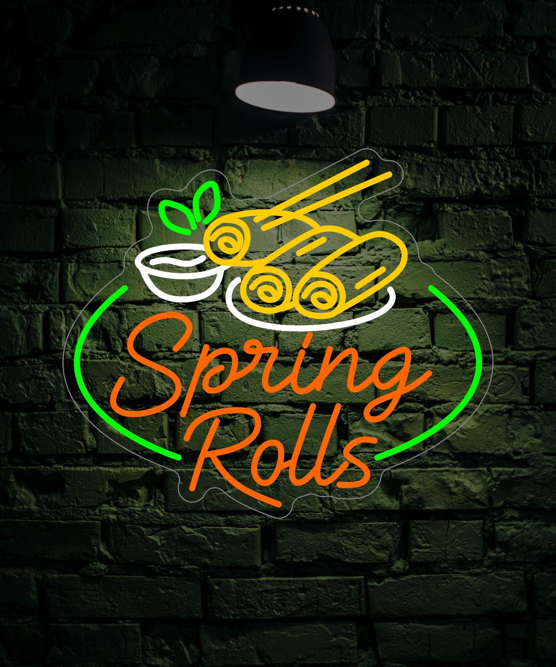 Jumbo Spring Roll Sign Spring Rolls LED Neon Sign, Chinese Food Neon, Takeout Wall Light for ...