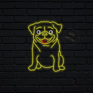 Pug dog neon sign, Pug neon lamp sign, Dog neon light, Pug dog acrylic sign, Pug led gift
