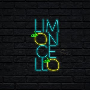 Neonowa tablica Limoncello, Znak likieru cytrynowego, Neonowa tablica LED Limoncello, Retro znak napoju cytrynowego, Dekoracja ścienna kuchni, Znak prezentu dla miłośnika cytryny