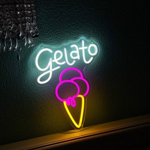 ジェラート LED ネオンサイン、カスタム ジェラート ネオン ライト、アイスクリーム ネオンサイン、アイスクリーム ネオンサイン、デザート ネオンサイン