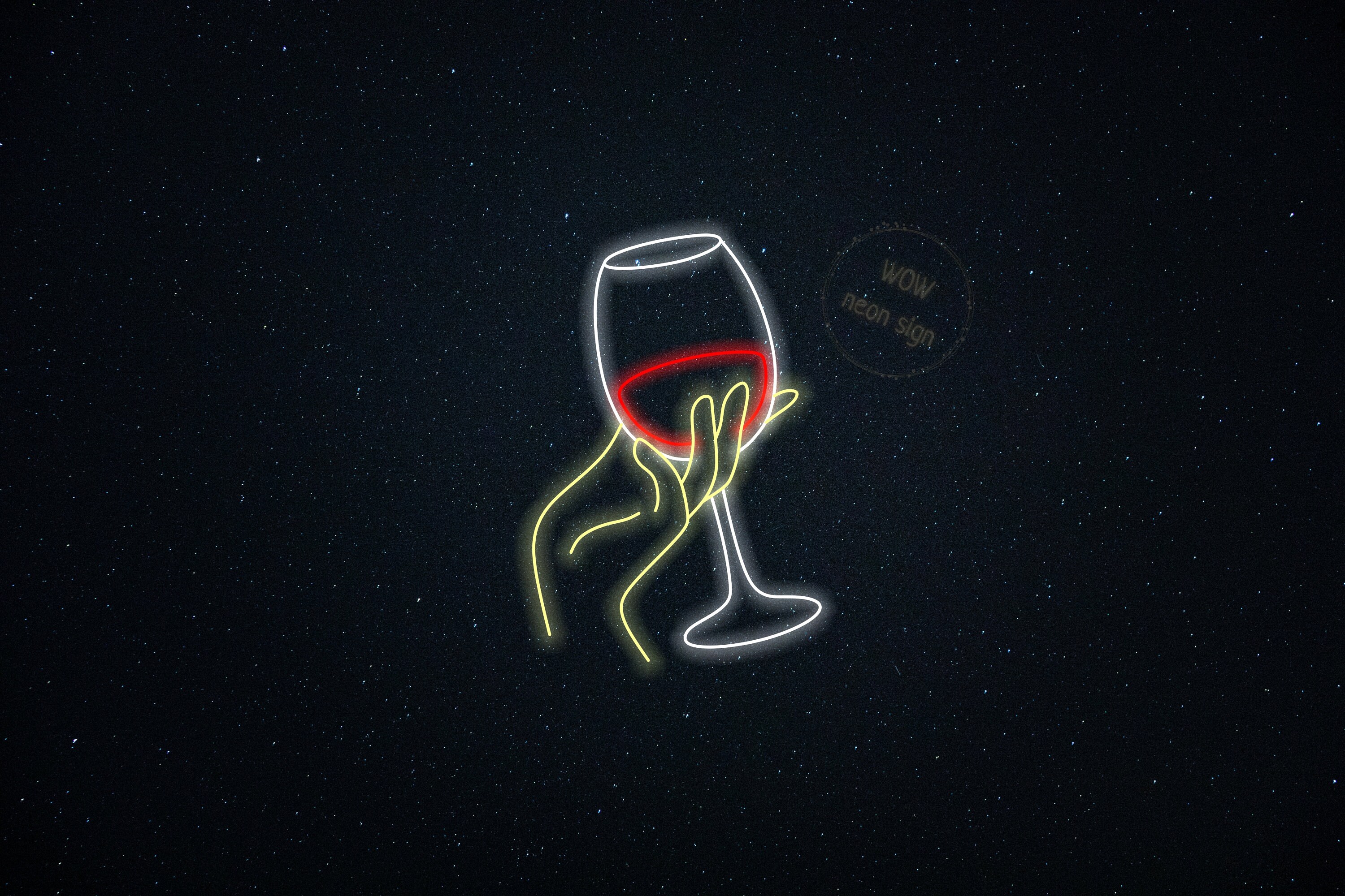 Hand With Wine Glass Neon Sign, Wine Glass Led Neon Sign, Led Neon Sign for Wine Lover, Hand
