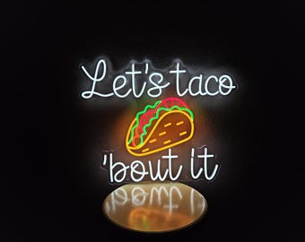 タコスのネオンサイン、タコスの LED ライト、メキシコ料理のネオン