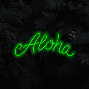 Aloha neon sign, Tropical hawaii decor, Hello aloha neon light, Aloha summer sign