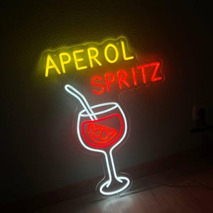 Aperol spritz led neon sign, Aperol light cart decor, Aperol cocktail led sign, Spritz in glasses led neon