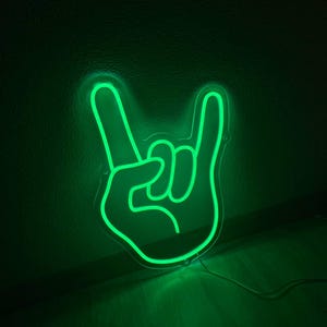 Rock hand neon sign, Rock bar neon wall decor, Rock garage light sign, Room music neon sign, Rock neon light