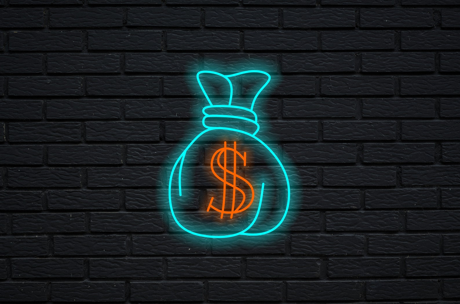 Money Bag Neon Sign, Money Bag With Dollar Led Neon Light, Cash Neon ...