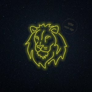 Sinal de néon led animal leão, sinal de néon de leão selvagem, sinal de led de leão personalizado, luz de néon de parede de leão