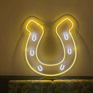 Horseshoe neon sign, Symbol of good luck neon sign, Cowboy light up sign, Western neon sign, Led cow horse sign