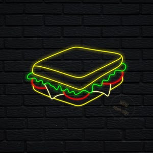 Neon Sign LED Light Sandwich, Custom LED Light Sandwich Sign, Unique Sandwich Shop Decoration, Restaurant Decor, Sandwich Shop Neon Sign