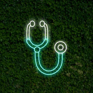 Neon Sign Stethoscope, Doctor&#39;s Office Decor, Medical Gift, Nurse Graduation Gift, Neon Sign Style Stethoscope, Medical Decor