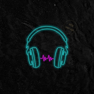 Headphones led neon sign, Headphone LED neon light, Music headphones neon light up, Neon headphones for game room