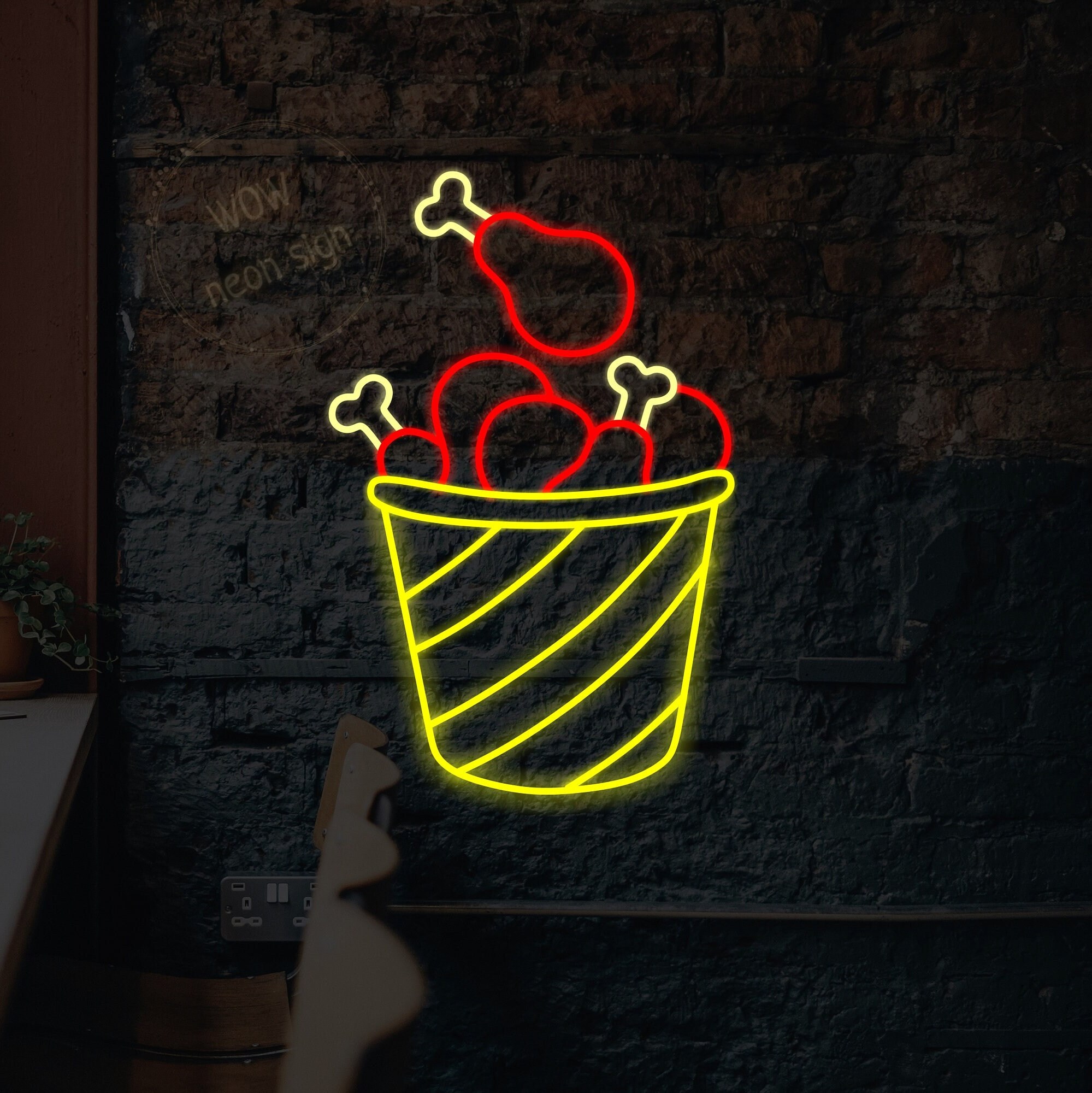 Bucket of Chicken Led Neon Sign, Chicken Thighs Led Neon Sign, Chicken