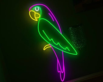 Watercolor parrot led neon sign, Parrot neon sign light, Jungle bird led neon sign, Bird of paradise led neon sign