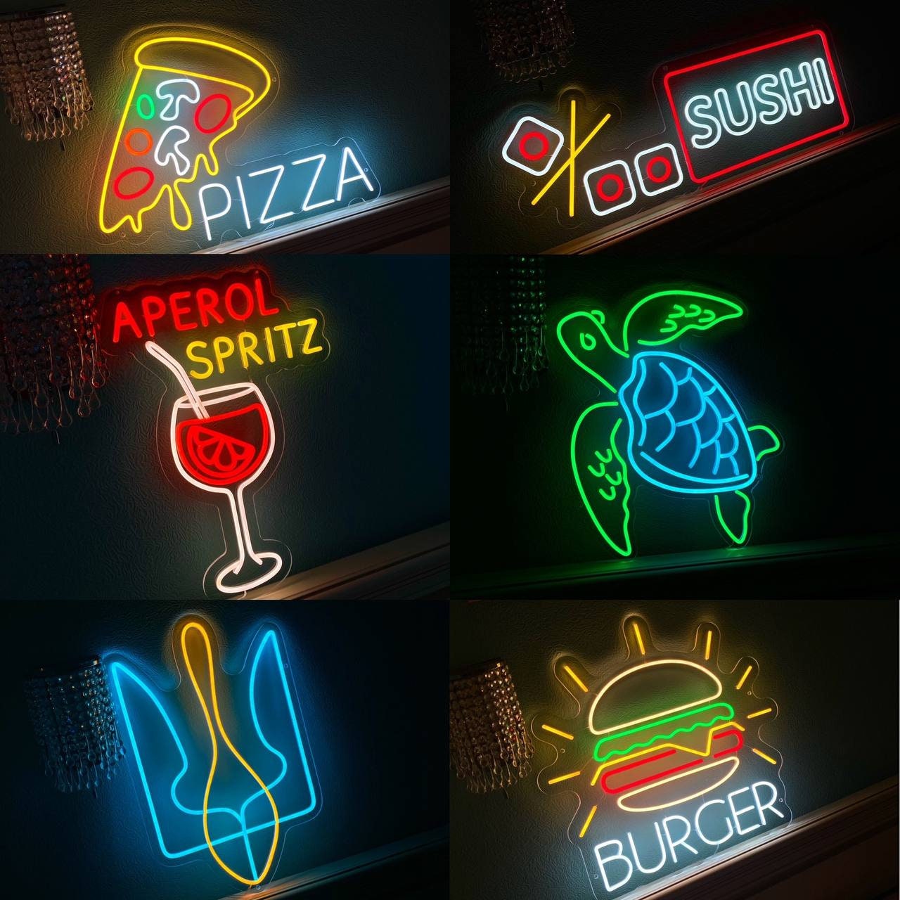 Campari Spritz in a Glass With Straw and Orange Led Neon