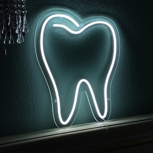 Tooth led neon sign, Dental clinic neon light, Tooth wall decor, Root tooth light up