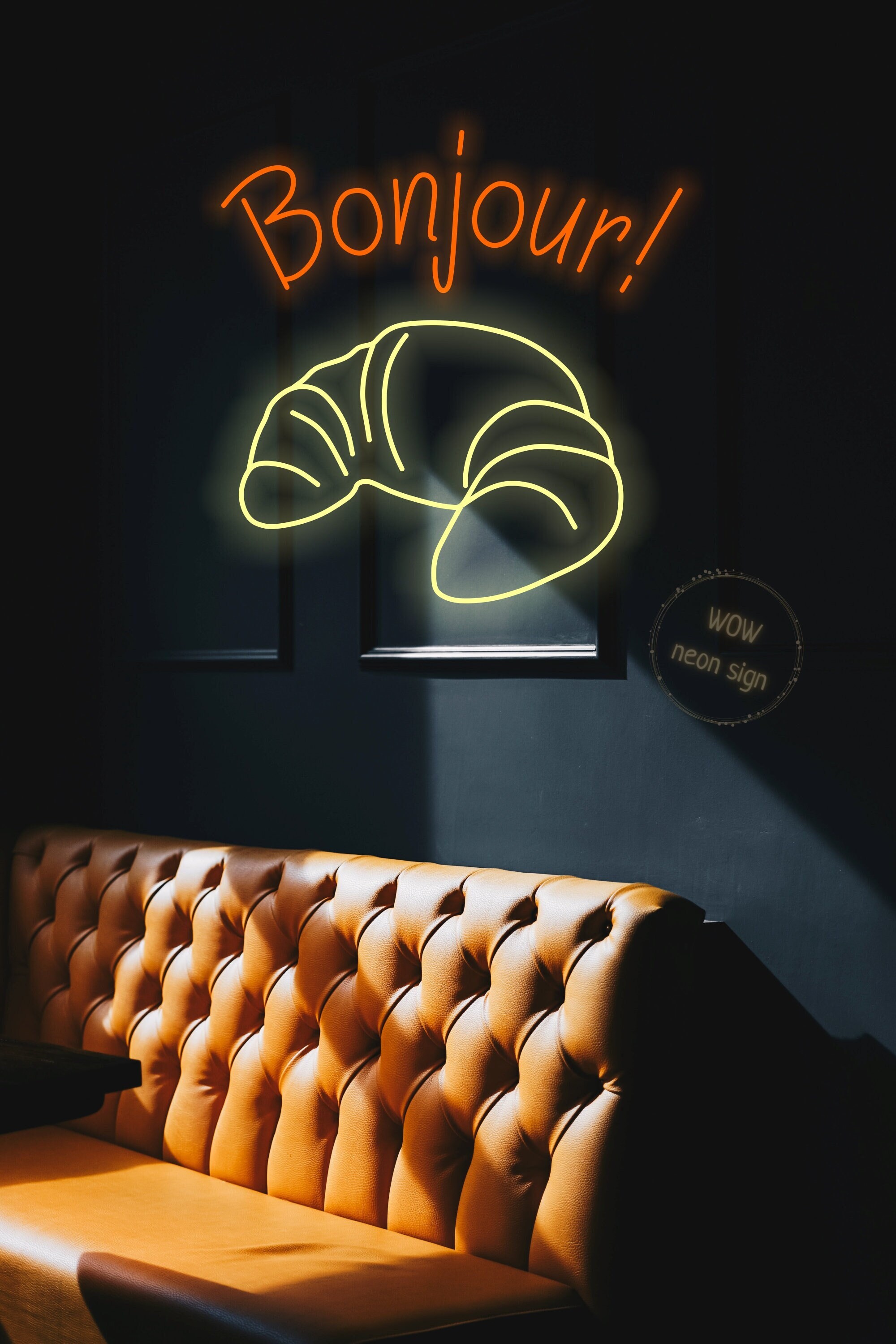 Croissant Neon Sign, Bakery Decor, Bonjour Welcome Sign - Etsy