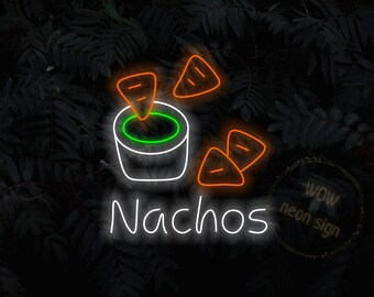 Nachos with nachos on plate LED neon sign, Nachos led neon sign, Nachos light neon decor