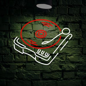 Retro Vinyl Record Player Neon Sign, Music Room Decor