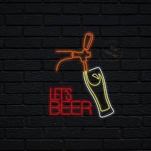 Lets beer neon sign, Lets drink beer neon sign, Beer tap led neon, Cold beer neon sign