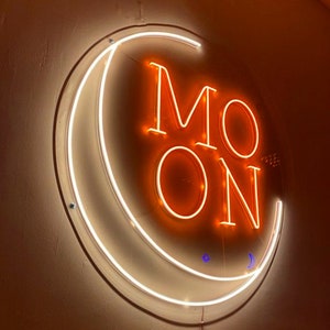 Mond Leuchtreklame, Mond LED Licht Leuchtreklame, Neonlicht himmlisches Dekor, Mond LED Lampenschild, Mond Nachtlicht
