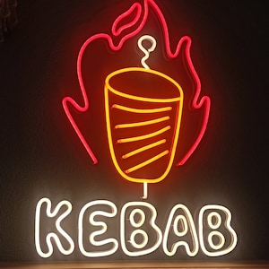 Doner Kebab Neon Sign Kebab Bistro Neon Light Restaurant Shoarma Neon Sign Food Meat Led Sign