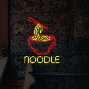 Noodle soup neon sign, Ramen LED neon sign, Noodles bowl neon sign, Ramen bowl led light, Soup bowl sign