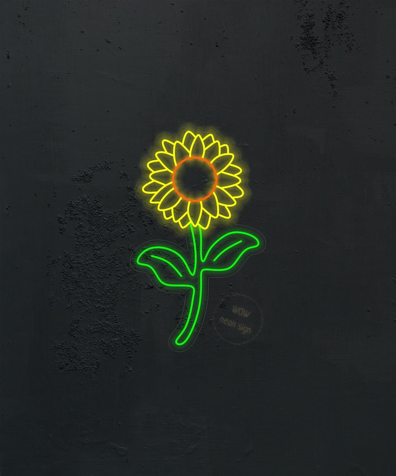 Sunflower Neon Sign Plant Light Sign Sunflower Wall Decor Etsy