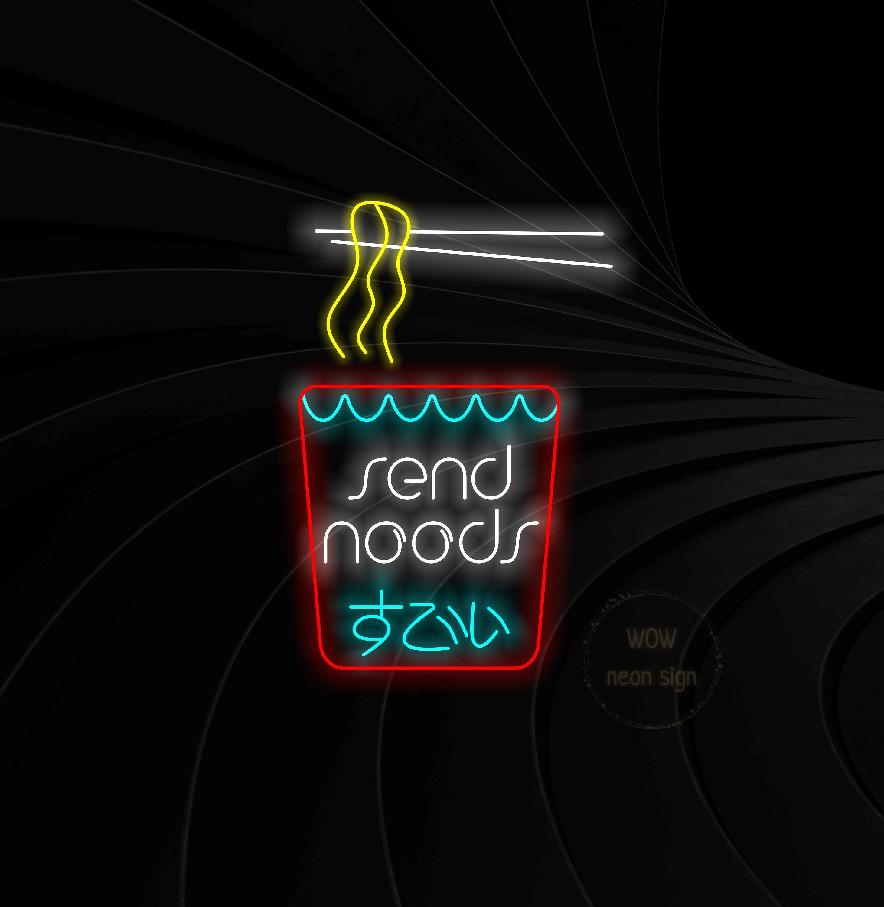 Send Noods Neon Sign, Ramen Led Sign, Wok Neon Sign, Send Noods