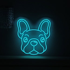 Placa de neon led bulldog francês, luz neon bulldog francês, luz led bulldog personalizada, placa neon bulldog cachorro