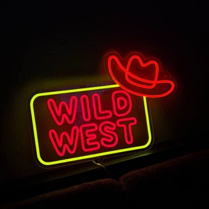 Wild west neon sign, Wild west led neon light, Custom western neon sign, Wild western led poster