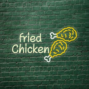 Fried Chicken LED Neon Sign — Custom Restaurant Wall Decor | Fast Food Neon Light, Cafe & Food Truck Signage