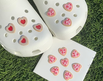 Heart Pink Sprinkle Sugar Cookie Shoe Charm l Single Charm