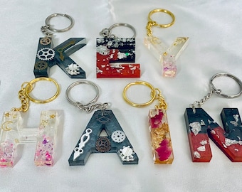 Personalized Resin Initial Keychain