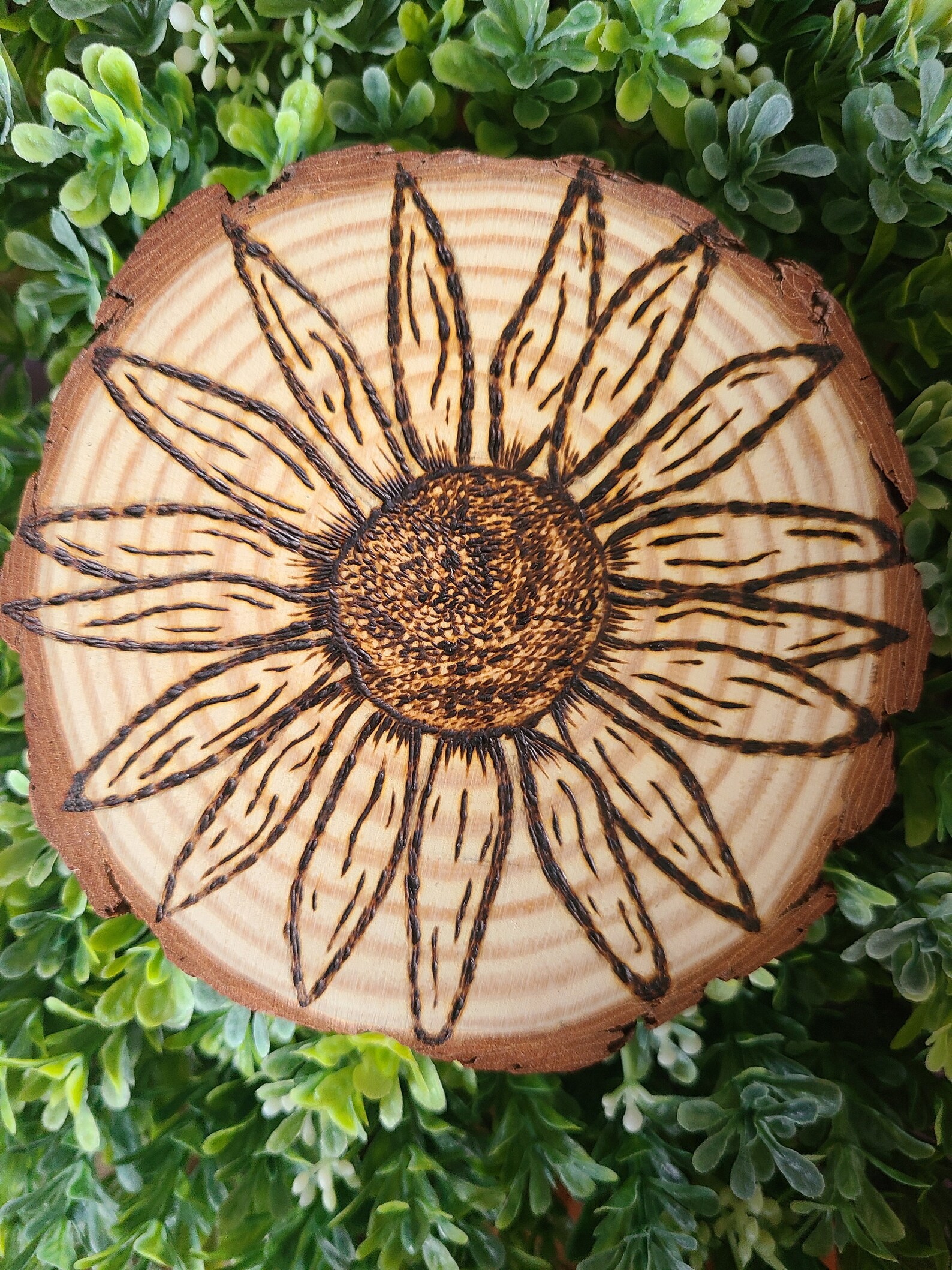 Sunflower Woodburning Art Etsy