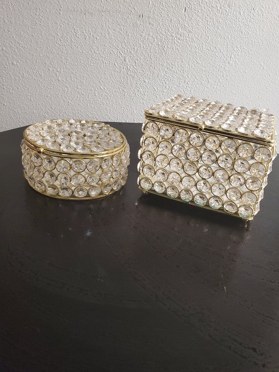Hollywood Glam Gold and Crystal Jewelry Boxes Circ