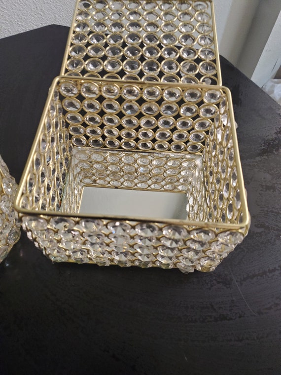 Hollywood Glam Gold and Crystal Jewelry Boxes Cir… - image 9