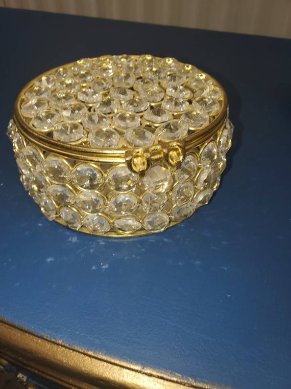 Hollywood Glam Gold and Crystal Jewelry Boxes Cir… - image 2