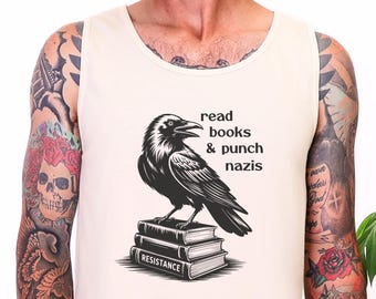 Read Books & Punch Nazis Tank Top, Comfort Colors, Anti Fascism Shirt, Antifa