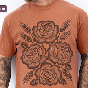 Camiseta Pan y Rosas / Camiseta Comfort Colors con estampado de linóleo sobre los derechos de los trabajadores