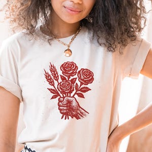 Brot und Rosen Bella Canvas Shirt, subtiler Sozialismus Grafik-T-Shirt