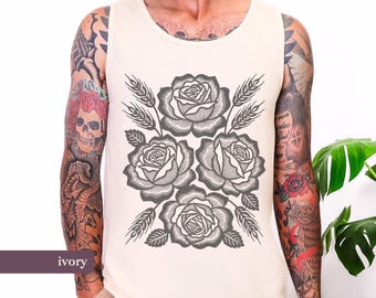 Bread and Roses Linocut Style, Workers' Rights Comfort Colors Unisex Tank Top, Socialist Shirt