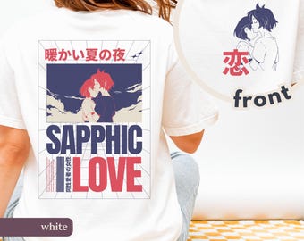 Japanese Lesbian Love Comfort Colors® Lesbian Shirt, Sapphic Pride Shirt, Queer Shirt, Sapphic Shirt, Back Print Tshirt, Cute Summer Love