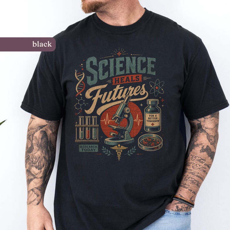 Vetenskap läker framtid T-shirt, Comfort Colors®, 90-tals retroaktivisttröja, nördiga gåvor bild 5