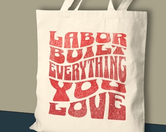 Pro-Labor Cotton Tote Bag, Workers Rights Design