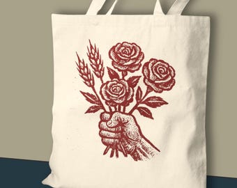 Bread and Roses Tote Bag | Socialism Merch | Socialist Gift for Working Class Heroes