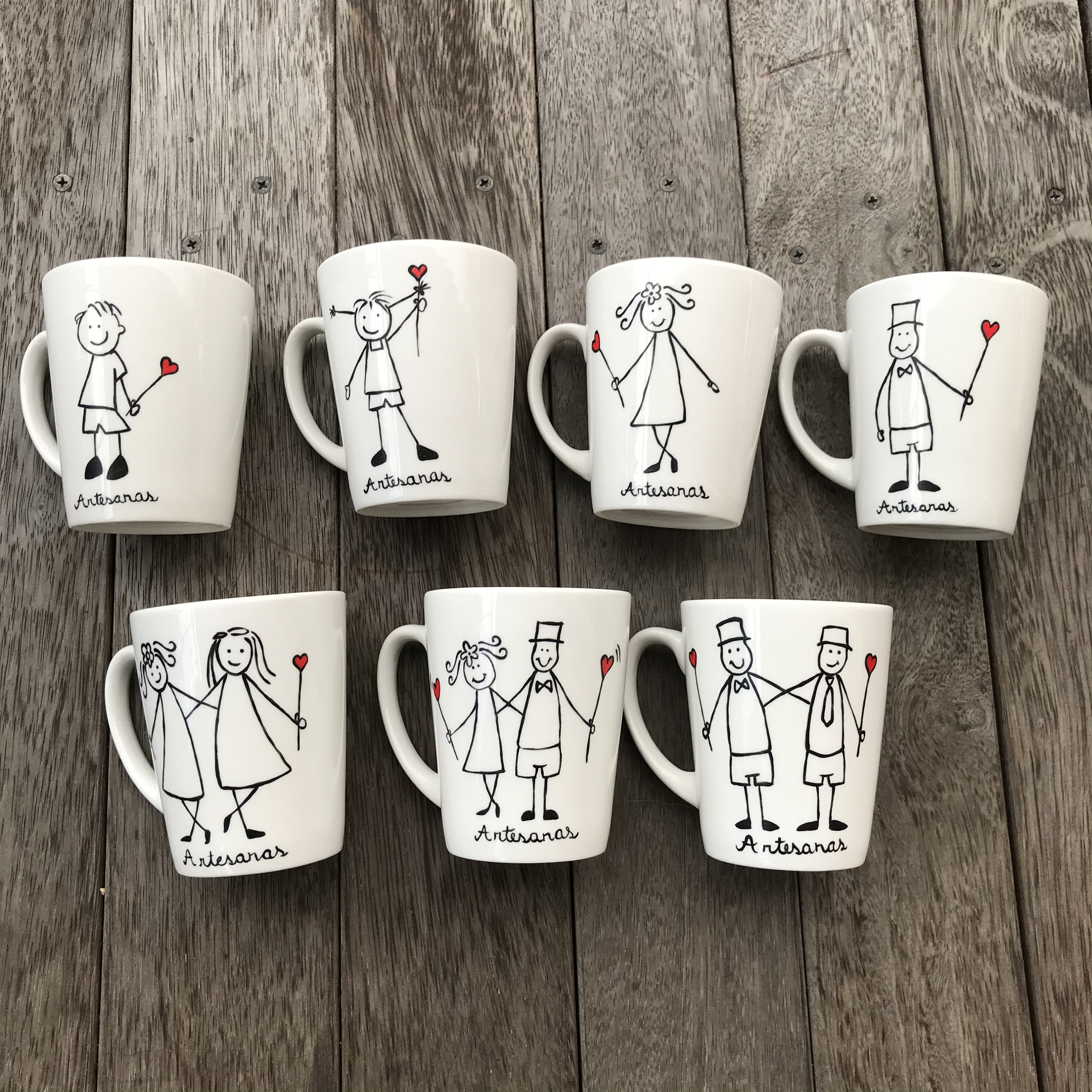 Handpainted Mugs / Cup / Family Gift / Familiy Set of Mugs Etsy