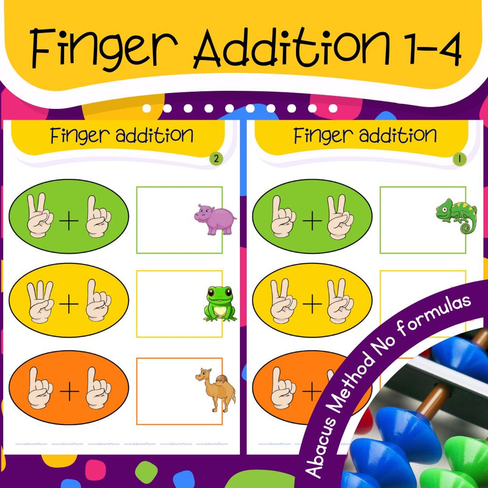 Finger Addition 1-4 Beginner Toddlers Abacus Method No Formulas Simple ...