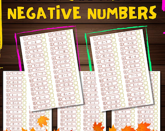 Master Negative Numbers: Worksheets for Adding & Subtracting Negatives | Fun Practice for Kids | Boost Math Skills with Easy Examples!