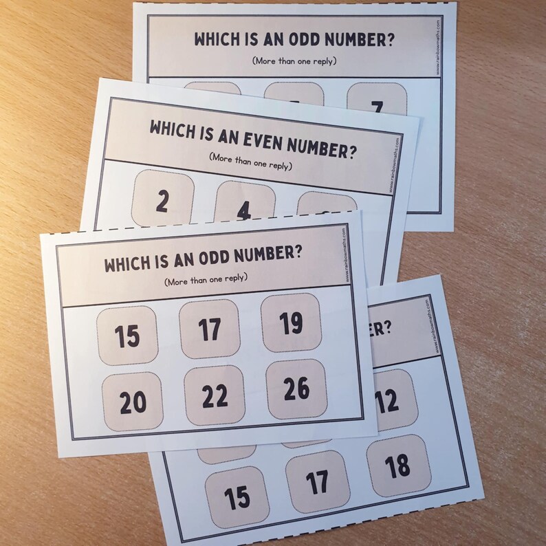 Even and Odd Numbers 30 Task Cards Flash Cards Easy Maths Worksheets ...