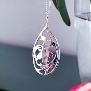 Kanadische Ahornblatt Tropfen Anhänger Halskette (Nature Collection), Natur inspiriert Halskette, 925 Sterling Silber Halskette, Muttertagsgeschenk